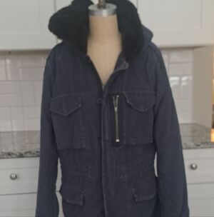 Marc By Marc Jacobs Navy Bomber Hooded Jacket Navy Corduroy M